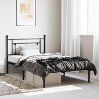 Bedframe met hoofdbord metaal zwart 107x203 cm - thumbnail