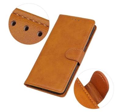 Casecentive Leren Wallet case met sluiting iPhone 13 tan