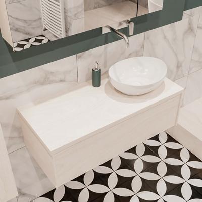 Mondiaz Lush Barco badmeubel underlayment 100 cm 1 lade mdf 1 waskom rechts zonder kraangat