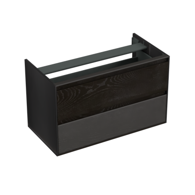 Onderkast Forzalaqua Reno 2.0 100x51x60 Cm 2 Lades Softclose Eiken Black Oiled Onderkast Forzalaqua Reno 2.0 100x51x60 Cm 2 Lades Softclose Eiken Black Oiled