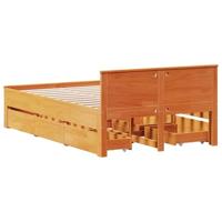Bedframe zonder matras met hoofdbord hout wasbruin 135x190 cm - thumbnail
