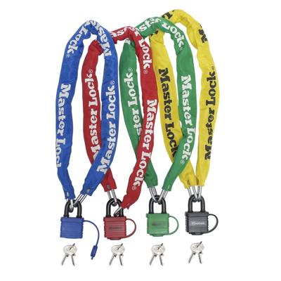 Masterlock Steel chain 90cm x Ø 6mm - padlock 40mm w/2 keysnylon sleeve - colour - 8390EURDPROCOL Masterlock Steel chain 90cm x Ø 6mm - padlock 40mm w/2 keysnylon sleeve - colour - 8390EURDPROCOL