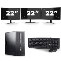HP EliteDesk 800 G2 Tower - Intel Core i7-6e Generatie - 16GB RAM - 256GB SSD - Windows 11 + 3x 22 inch Monitor - thumbnail