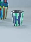 Gestreepte melamine mok LETTER H rice, medium 250 ml meerkleurig - thumbnail