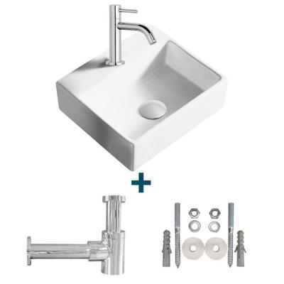 Nemo Spring Sun fonteinset 33.5x29.5cm zonder overloop inclusief kraan en sifon porselein wit sw10735/sw21230/sw286386/sw290278/sw293043/