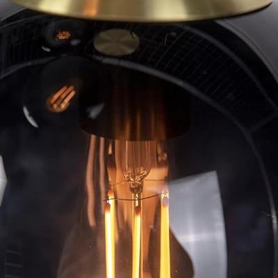 QAZQA Smart hanglamp messing met zwarte glas 3-lichts incl. Wifi ST64 QAZQA Smart hanglamp messing met zwarte glas 3-lichts incl. Wifi ST64