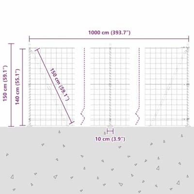 VidaXL Hek met paal zilver 1,4 x 10 m staal