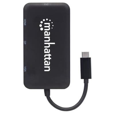 Manhattan 152600 USB Adapter [1x USB-C stekker - 1x DVI-bus 24+5-polig, DisplayPort bus, HDMI-bus, VGA-bus] Zwart 8.00 cm