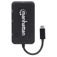 Manhattan 152600 USB Adapter [1x USB-C stekker - 1x DVI-bus 24+5-polig, DisplayPort bus, HDMI-bus, VGA-bus] Zwart 8.00 cm - thumbnail