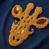 Kindershirt met lange mouwen dierenprint 92 marineblauw - thumbnail