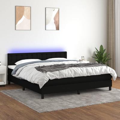 Boxspring met matras en LED stof zwart 180x200 cm