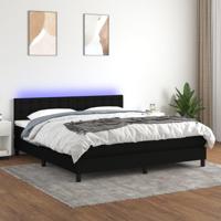 Boxspring met matras en LED stof zwart 180x200 cm - thumbnail