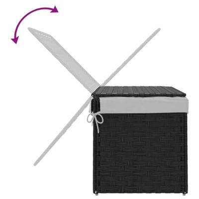 VidaXL Wasmand met deksel 55,5x35x34 cm poly rattan zwart