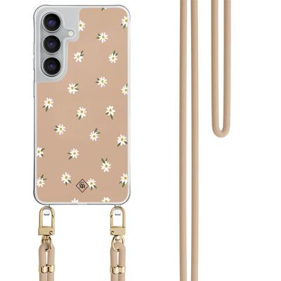 Samsung Galaxy S25 FE hoesje met beige koord - Sweet daisies
