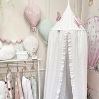 Dolly Klamboe Mousseline Ruffle Wit met Gouden Stipjes - thumbnail