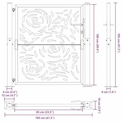 Poort met vlamontwerp 105x105 cm weervast staal Poort met vlamontwerp 105x105 cm weervast staal