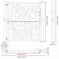 Poort met vlamontwerp 105x105 cm weervast staal - thumbnail