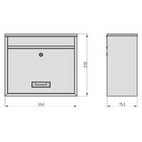 Basi 2170-0661 BK 900 Brievenbus Staal Zilver Sleutelslot - thumbnail