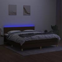 Boxspring met matras en LED stof donkerbruin 180x200 cm - thumbnail
