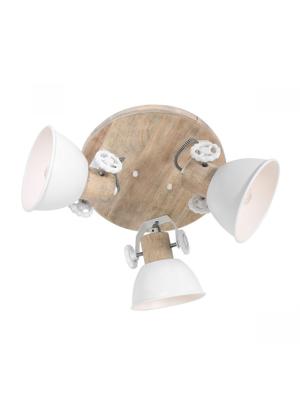 Steinhauer Industriële plafondlampGearwood 3-lichts wit met hout - 3063W