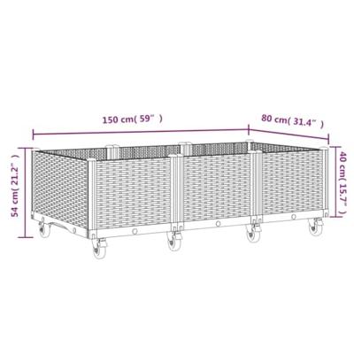 Plantenbak met wielen 150x80x54 cm polypropeen lichtgrijs Plantenbak met wielen 150x80x54 cm polypropeen lichtgrijs