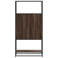 Hoge kast 68x35x139 cm bewerkt hout en metaal bruin eikenkleur - thumbnail