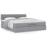 Ottoman bed met matras 200x200 cm stof lichtgrijs - thumbnail