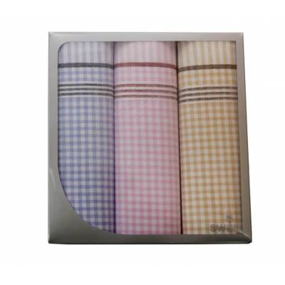 3-pak Dames zakdoeken Vintage Ruit - Stoffen katoenen zakdoeken