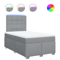 Boxspring met matras stof lichtgrijs 120x200 cm - thumbnail