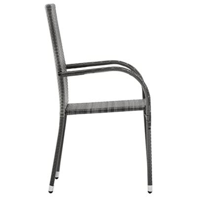 Tuinstoelen stapelbaar 6 st poly rattan grijs
