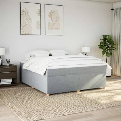 Boxspring met matras stof lichtgrijs 180x200 cm