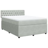 Boxspring met matras fluweel lichtgrijs 140x200 cm - thumbnail