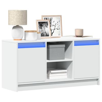 Tv-meubel met LED 100x34x50 cm bewerkt hout wit Tv-meubel met LED 100x34x50 cm bewerkt hout wit