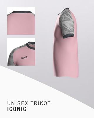 JAKO 4224 Shirt Iconic Km - Dusky Pink/Zachtgrijs/Antra Light - M