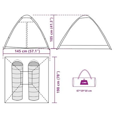 VidaXL Koepeltent 2-persoons waterdicht olijfgroen VidaXL Koepeltent 2-persoons waterdicht olijfgroen