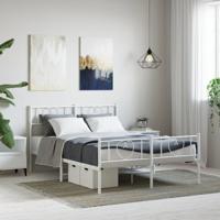 Bedframe met hoofd- en voeteneinde metaal wit 150x200 cm - thumbnail