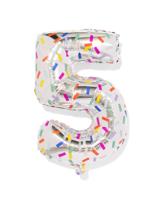HEMA Folieballon cijfer 5 60cm confetti (zeeblauw) - thumbnail