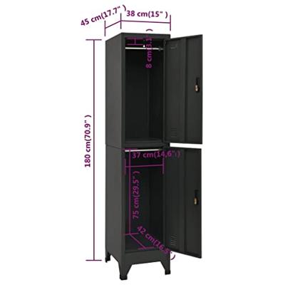 Lockerkast 38x45x180 cm staal antracietkleurig