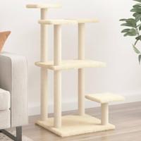 vidaXL Krabpaal met platforms 98,5 cm crèmekleurig, kattentoren, kattenboom, kattenkrabtoren, kattenkrabpaal, kattenspeelmeubel, kattenklimmeubel - thumbnail