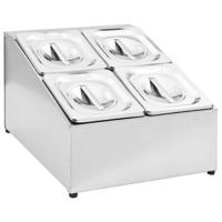 VidaXL Gastronormbakkenhouder met 4 gn 1/6 bakken roestvrij staal - thumbnail