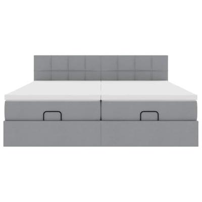 Ottoman bed met matrassen 180x200cm stof lichtgrijs