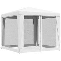 Partytent met 4 mesh zijwanden 2,5x2,5 m wit - thumbnail