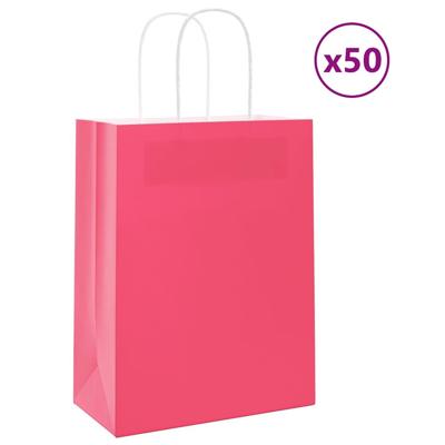 VidaXL Papieren zakjes 50 st met hengsels 21x11x28 cm roze