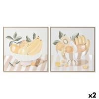 Schilderij Home ESPRIT Geel Beige Cottage 80 x 4 x 80 cm (2 Stuks) - thumbnail