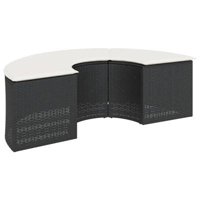 2-delige Loungeset halfrond poly rattan zwart - thumbnail