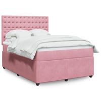 Boxspring met matras fluweel roze 140x200 cm - thumbnail
