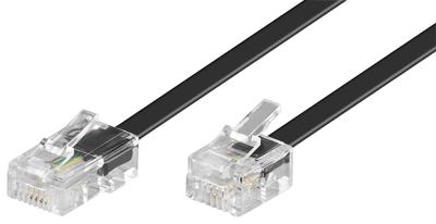 Goobay 68530 telefoonkabel RJ11-stekker naar RJ45-stekker platte kabel RJ11-kabel voor faxapparaat DSL-modem VDSL-routerkabel ISDN DSL-kabel zwart 3 m