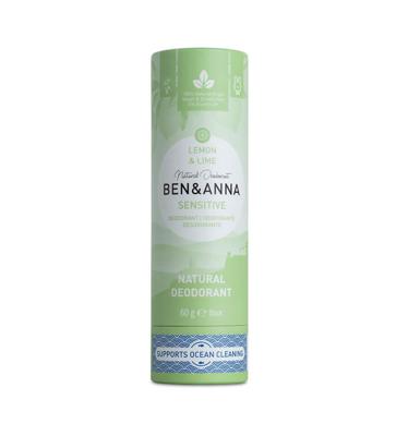 Ben & Anna Deodorant in papiertube - sensitive - lemon & lime - 60 gram