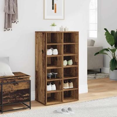 Schoenenrek 54x34x100,5 cm bewerkt hout oud houtkleurig