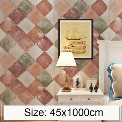 Kleurrijke steen voor steen creatieve 3D baksteen decoratie behang Stickers slaapkamer woonkamer muur waterdicht Wallpaper Roll grootte: 45 * 1000cm